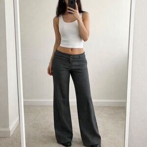 Dynamite Y2K Low Rise Wide Leg Trousers Charcoal Grey Women 7 2000s Workwear